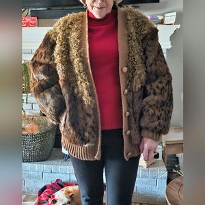 Vintage Fur Origin France Cheetah Rabbit and Tibetan Fur Coat